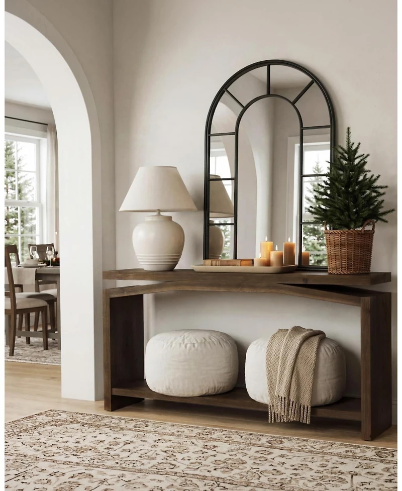 Tribesigns Solid Wood Sofa Table, 63" Console Table, Wood Entryway Table with Lower Storage Shelf, Modern Farmhouse Long Behind Couch Table