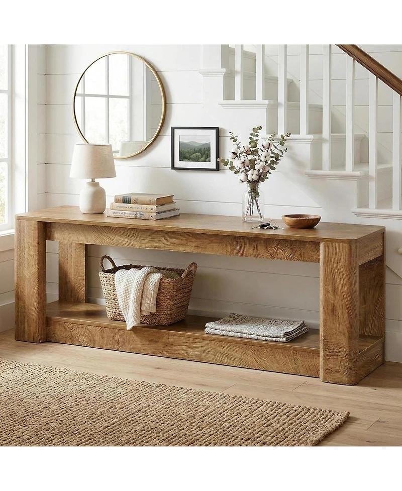 Tribesigns 63" Farmhouse Console Table, Narrow Long Entryway Table with Low Storage Shelf