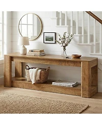 Tribesigns 63" Farmhouse Console Table, Narrow Long Entryway Table with Low Storage Shelf