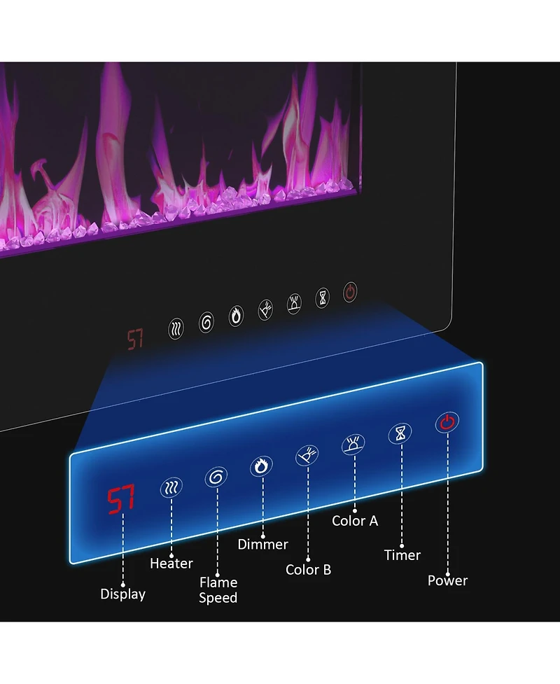 Homsee Electric Fireplace Heater - Realistic Flame Effect, Iron and Glass, 120V Wall Plug, Living Room Decor