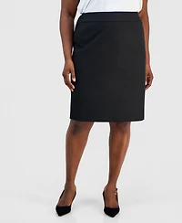 Kasper Plus Washable Bi-Stretch Knee-Length Pencil Skirt