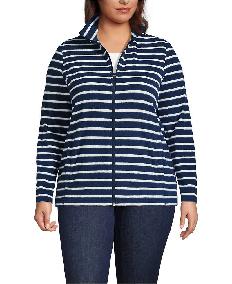 Lands' End Plus Anyweather Fleece Full Zip Print Jacket