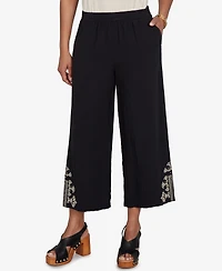 Ruby Rd. Petite Embroidered Gauze Relaxed Elastic Waist Pants