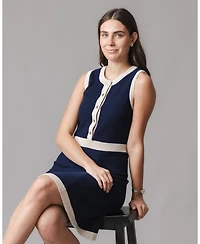 Hope & Henry Women's Organic Sleeveless Button Front Sweater Dress