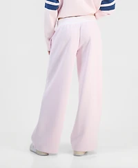 Madden Girl Juniors' Wide Fleece Contrast-Waist Sweatpants