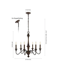 Oakley Midcentury Farmhouse Iron Led Chandelier