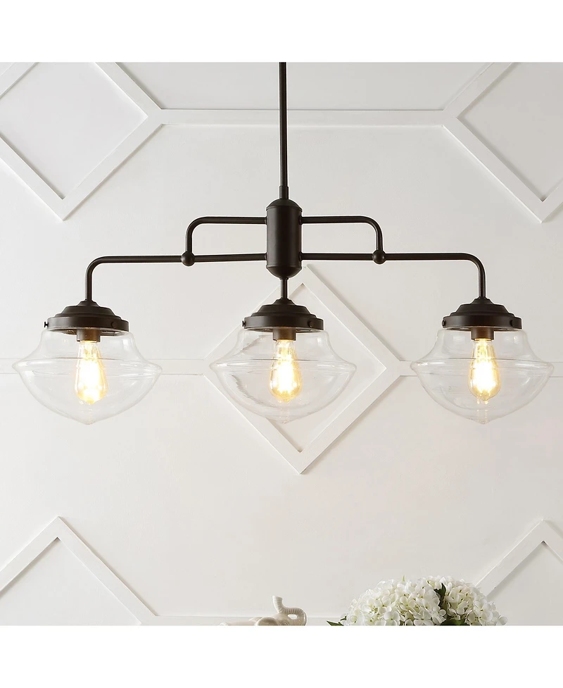 Avery Industrial Farmhouse Rustic Iron/Glass Linear Led Pendant