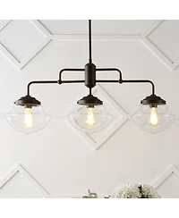 Avery Industrial Farmhouse Rustic Iron/Glass Linear Led Pendant