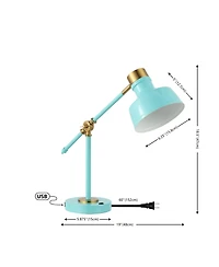 Jonathan Y Allegra Classic Farmhouse Adjustable Cantilever Led Task Lamp with Usb Charging Port
