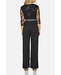 Yumi Women's Diamante Waistband Wide Leg Trousers