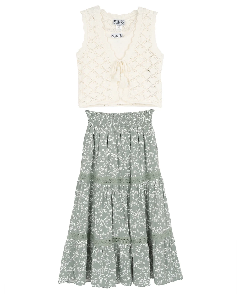 Rare Editions Girls' 7-16 Sleeveless Top, Vest and Dress, 3-Piece Set