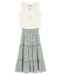 Rare Editions Girls' 7-16 Sleeveless Top, Vest and Dress, 3-Piece Set