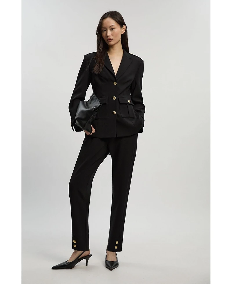 Karen Millen Petite Military Straight Leg Trousers