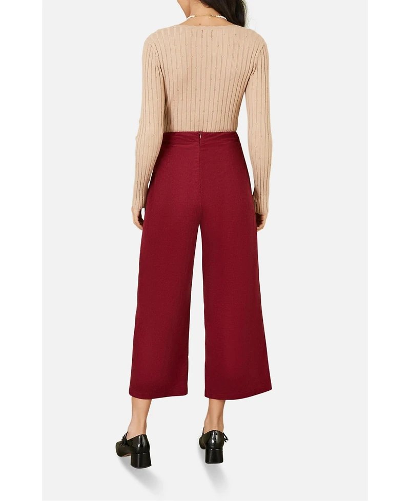 Yumi Women's Cord Cropped Wide Leg Pants