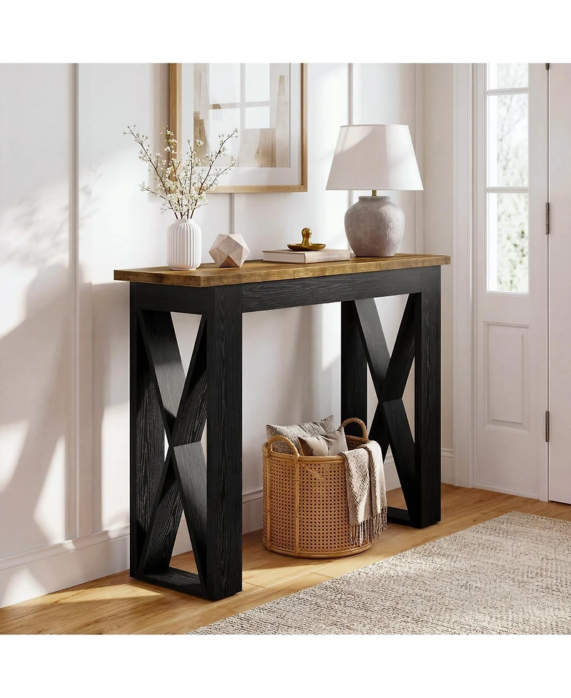 Tribesigns 41.3" Console Table, Farmhouse Entryway Table with X-Frame Base, Narrow Sofa Table