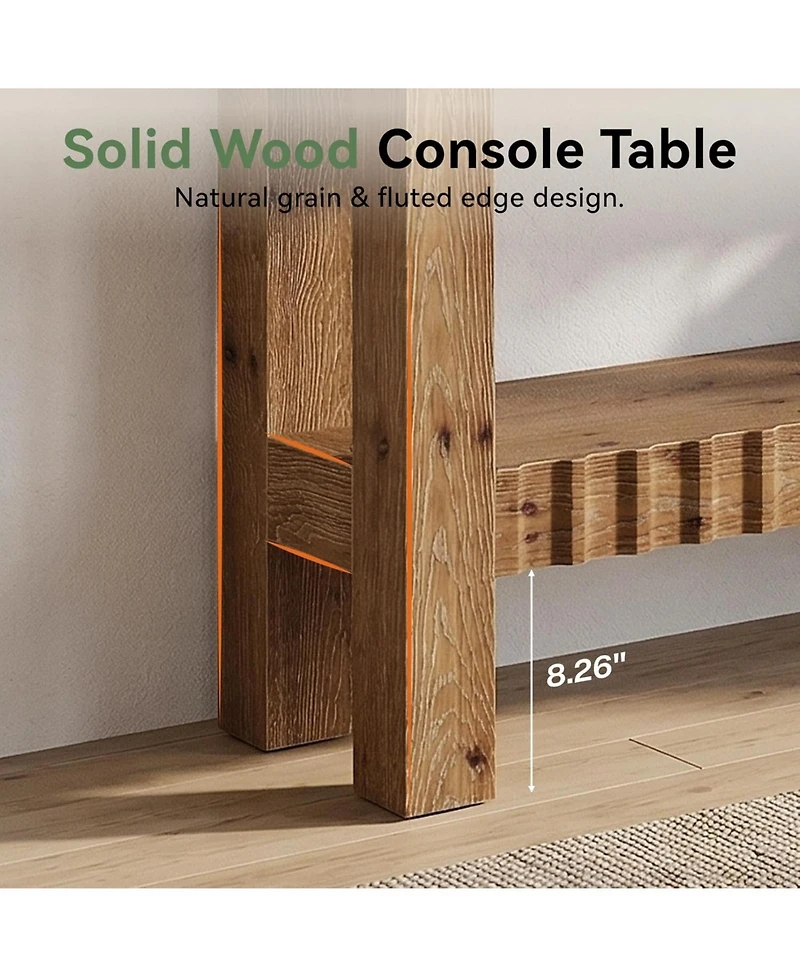 Tribesigns Solid Wood Console Table, 63" Farmhouse Long Entryway Table with Storage, 2-Tier Rectangular Narrow Sofa Table Behind Couch