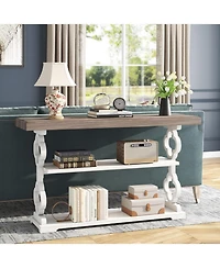 Tribesigns 55'' Long Console Table, 3 Tier Wood Accent Entry Table, Farmhouse Sofa Table with Storage Shelves