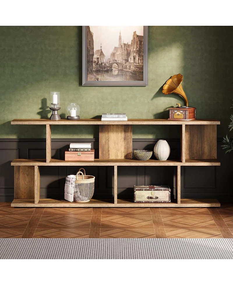 Tribesigns 3-Tier Farmhouse Console Table, 71 Inches Extra Long Sofa Table Behind Couch
