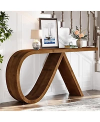 Tribesigns Solid Wood Curved Entryway Table, 57'' Console Table, Narrow Long Sofa Table Behind Couch, Farmhouse Accent Tables