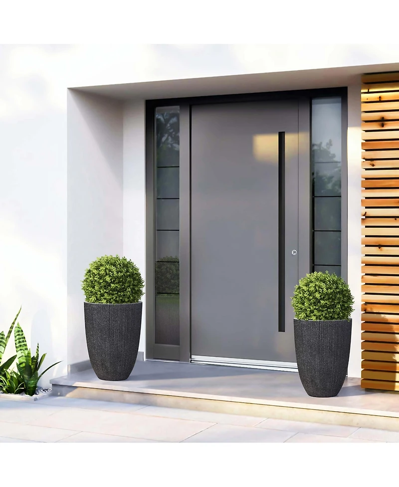 LuxenHome 2-Piece Tall Tapered Round Plastic Planters Set
