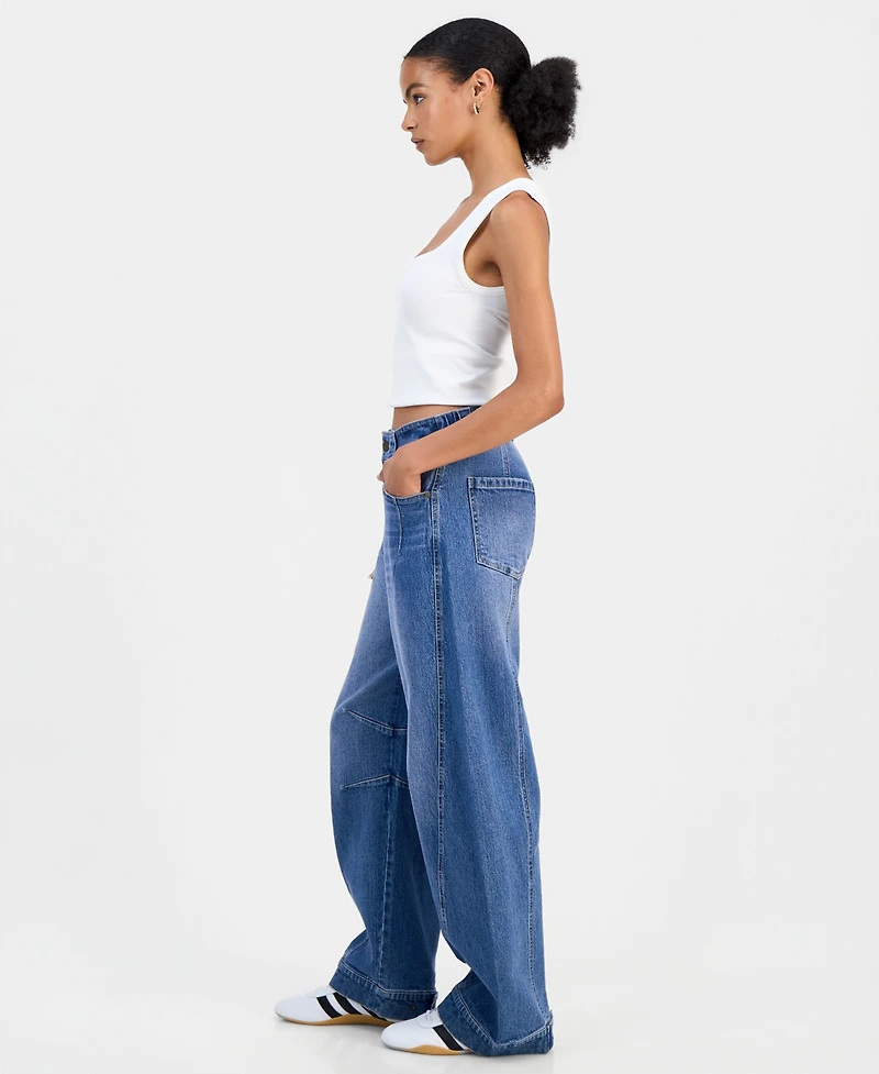 Tinseltown Juniors' Wide Barrel-Leg Jeans