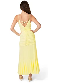 Bebe Women's Ruched Chiffon Cascade Gown