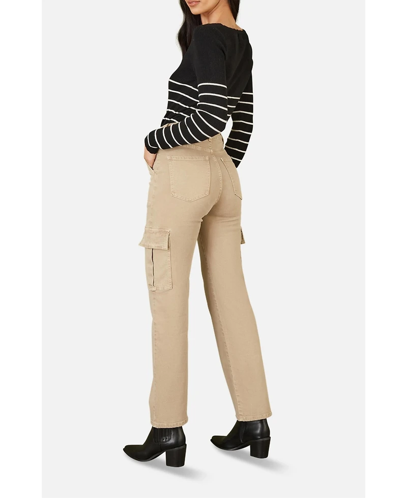 Yumi Women's High Waist Utility Stretch Cargo Pants