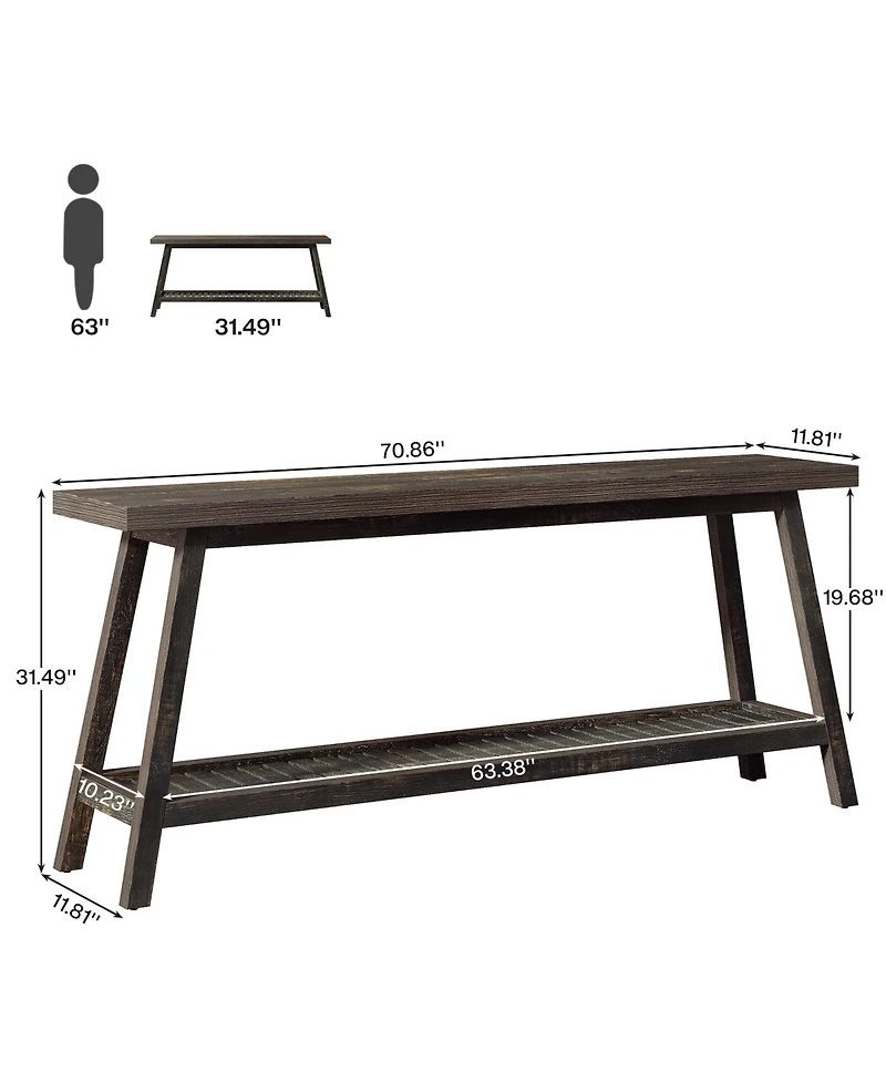 Tribesigns 70.86-Inch Console Table for Entyrway, Farmhouse 2-Tier Entry Entrance Table, Narrow Long Sofa