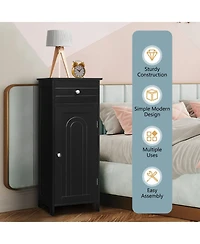sumyeg Wooden Freestanding Floor Storage Cabinet with Drawer and Shelf