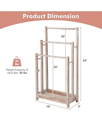sumyeg Freestanding Towel Rack with 3 Bars and Bottom Storage Shelf Organizer