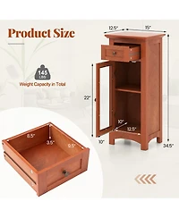 sumyeg Bathroom Freestanding Storage Cabinet with Single Glass Door