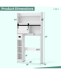sumyeg Over The bath fixture Storage Cabinet with Sliding Barn Door and Adjustable Shelves