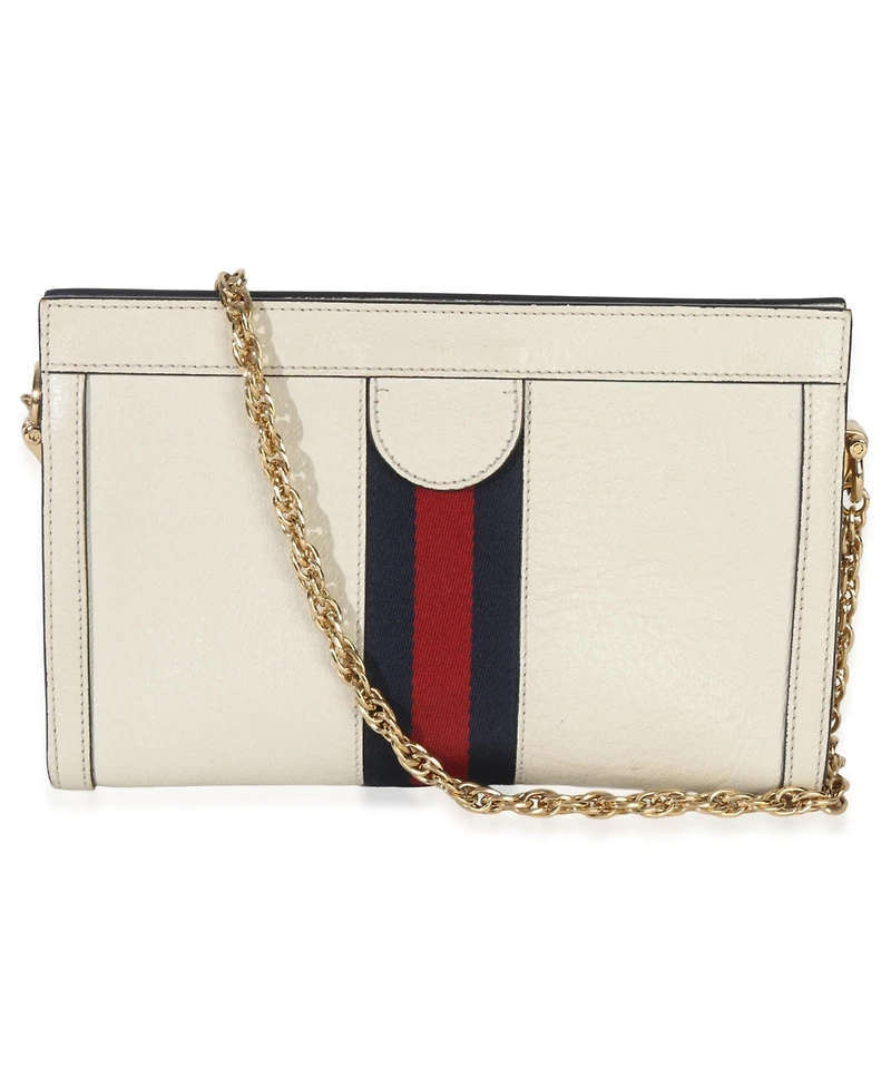 Pre-Owned Gucci White Leather Small Ophidia Chain Shoulder Bag