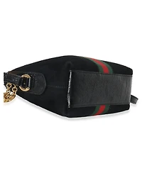 Pre-Owned Gucci Black Suede Patent Web Small Ophidia Dome Bag
