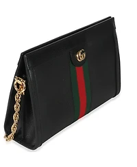 Pre-Owned Gucci Black Calfskin Gg Ophidia Small Web Chain Bag
