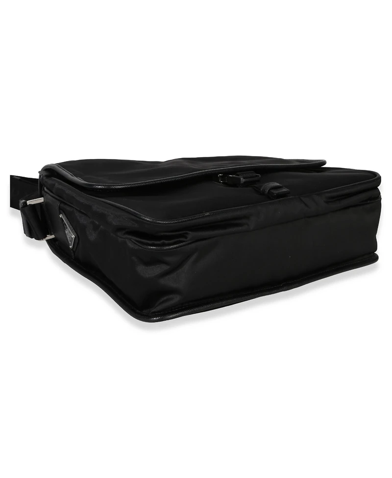 Pre-Owned Prada Black Nylon Saffiano Logo Buckle Messenger Bag