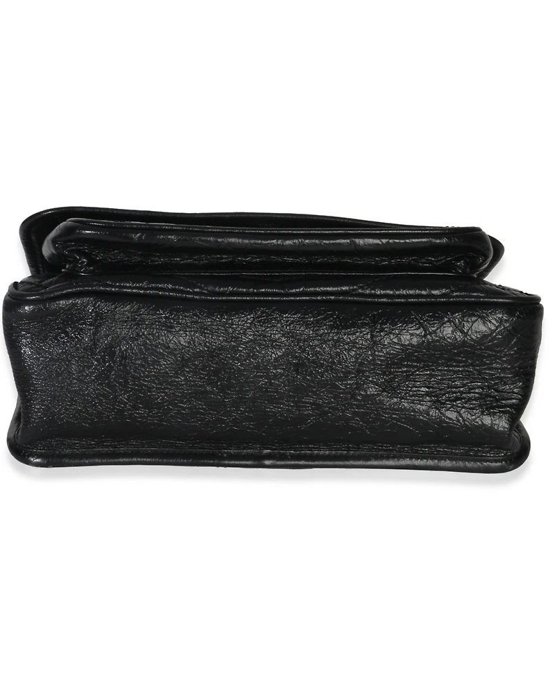 Pre-Owned Saint Laurent Black Crinkled Calfskin Matelasse Medium Niki Chain Satchel