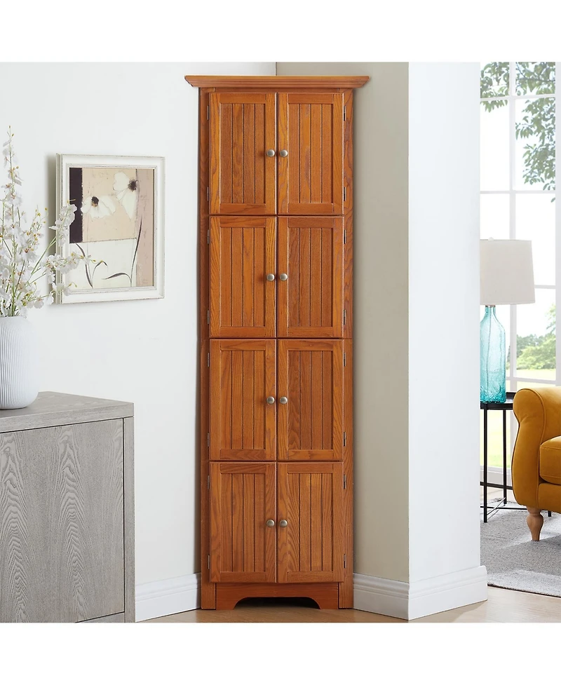 Airsurfer Tall Corner Storage Cabinet with Shelves for Bathroom