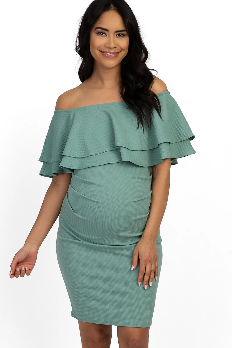 Pinkblush Maternity Sage Off Shoulder Fitted Dress