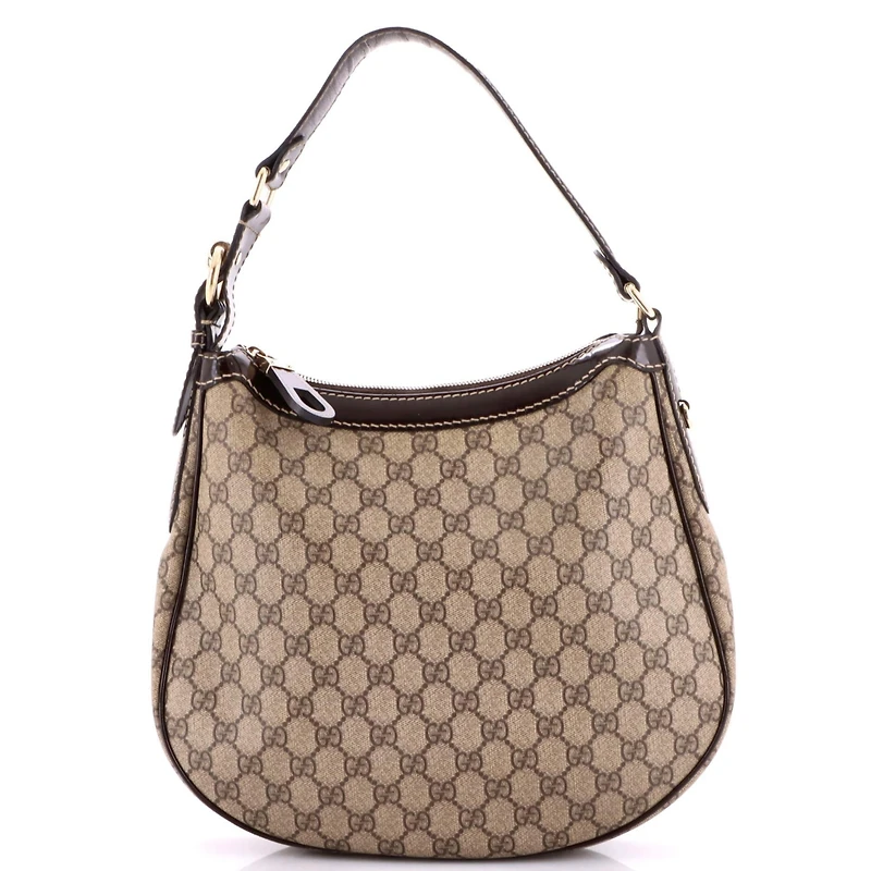 Pre-Owned Gucci Medium Belted Handle Zip Hobo Gg Canvas and Patent