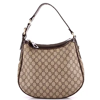 Pre-Owned Gucci Medium Belted Handle Zip Hobo Gg Canvas and Patent