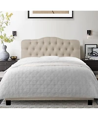 Boyel Living Low Profile Upholstered Bed Button Tufted Frame with Solid Wood Structure and Plush Padding