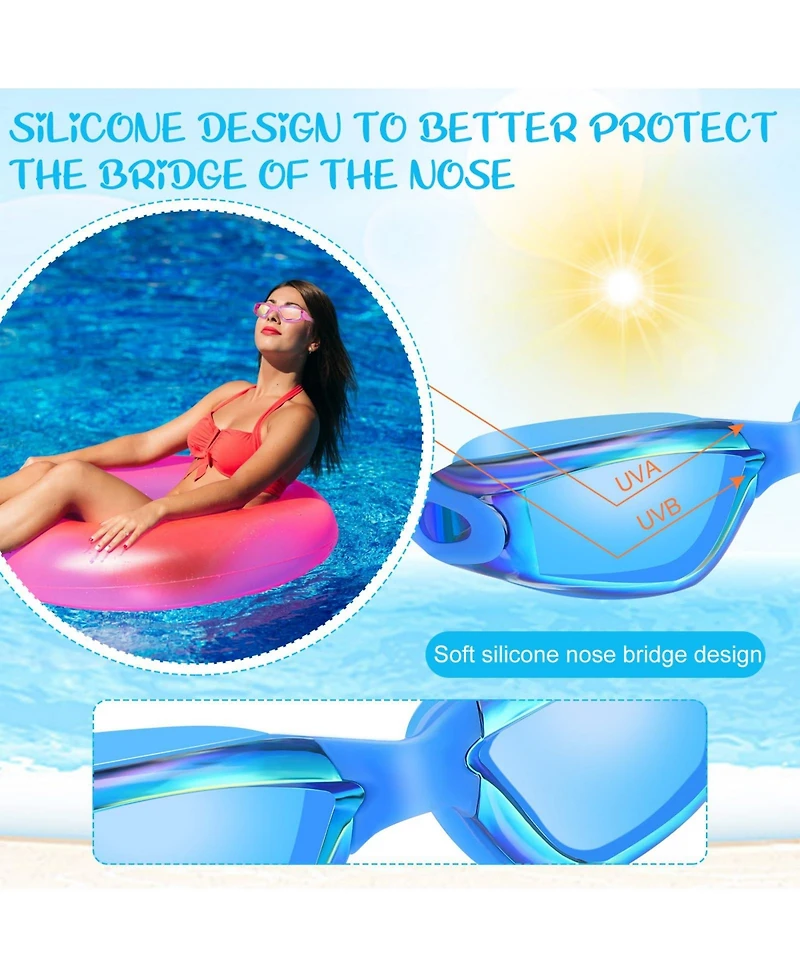 Gnuadz 3pc Swimming Goggles Anti Fog Silicone Swim Glasses Nose Clip Ear Plugs