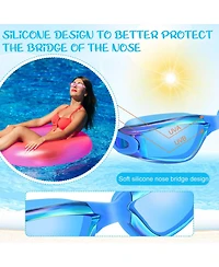 Gnuadz 3pc Swimming Goggles Anti Fog Silicone Swim Glasses Nose Clip Ear Plugs