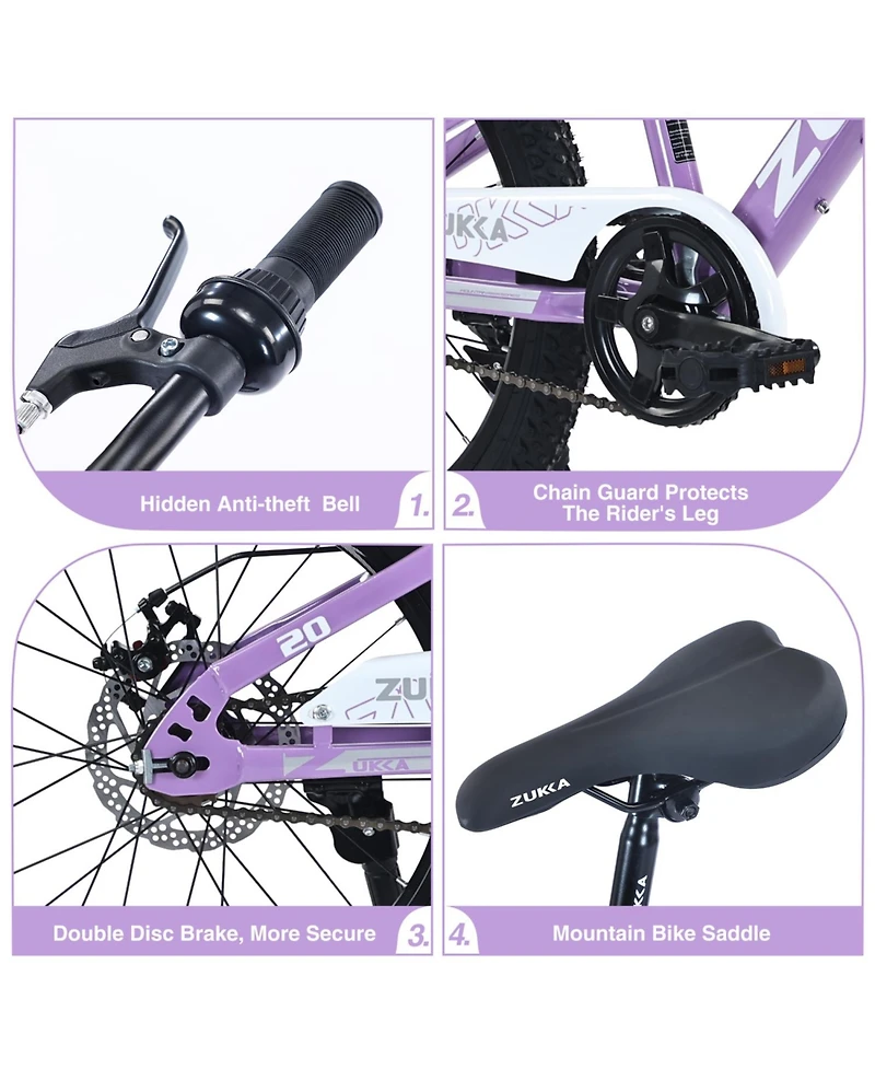 ECHTPeak 20 Inch Kids Mountain Bike, with Dual Disc Brakes, for Boys Girls Ages 7-10 Years, Steel Frame, Adjustable Seat and Handlebar