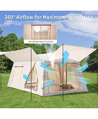 Aboron 4-Season Inflatable Camping Tent - Easy Setup Blow Up Tent with Hand Pump, Windproof and Breathable - Fits 2-8 People