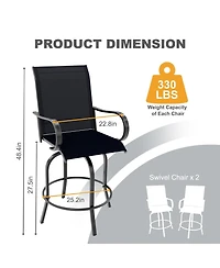 homfan All-Weather Patio Bar Table and Swivel Bar Stools Set