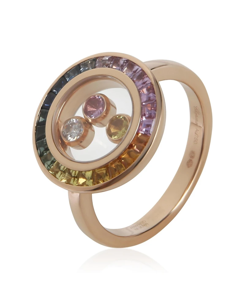 Pre-Owned Chopard Rose Gold Sapphire and Diamond Happy Diamond Ring