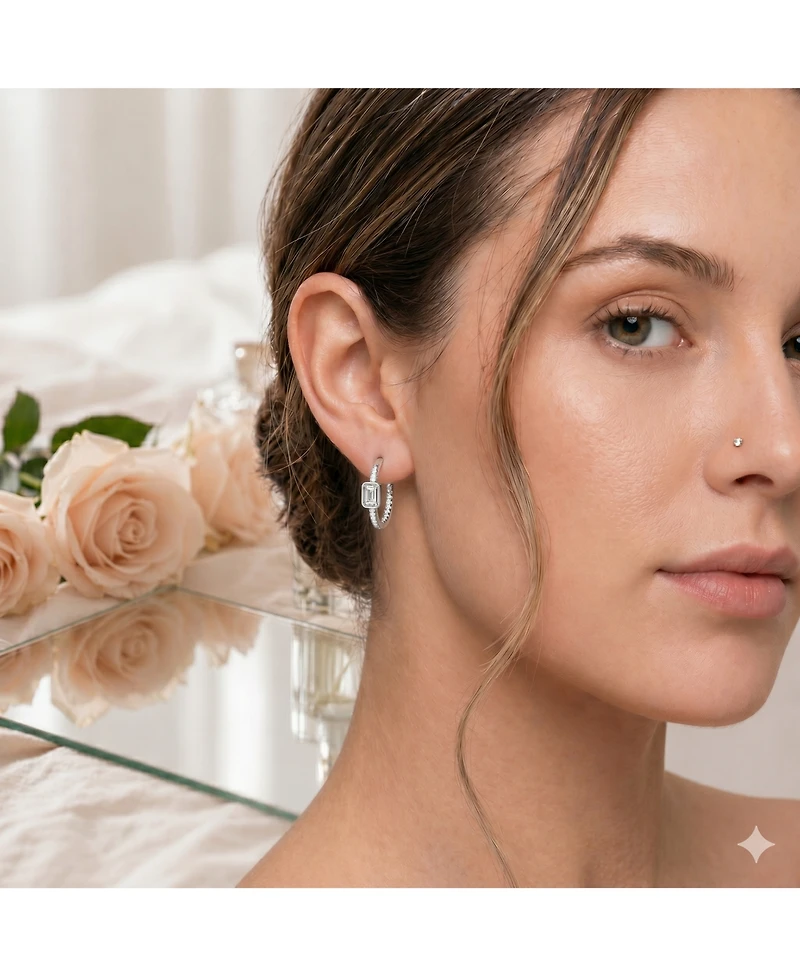 Simona Modern Bezel-Set Birthstone Cz Half Hoops