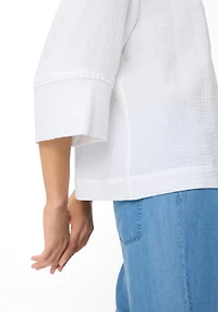 Olsen Women's Embroidered Waffle Tunic Blouse